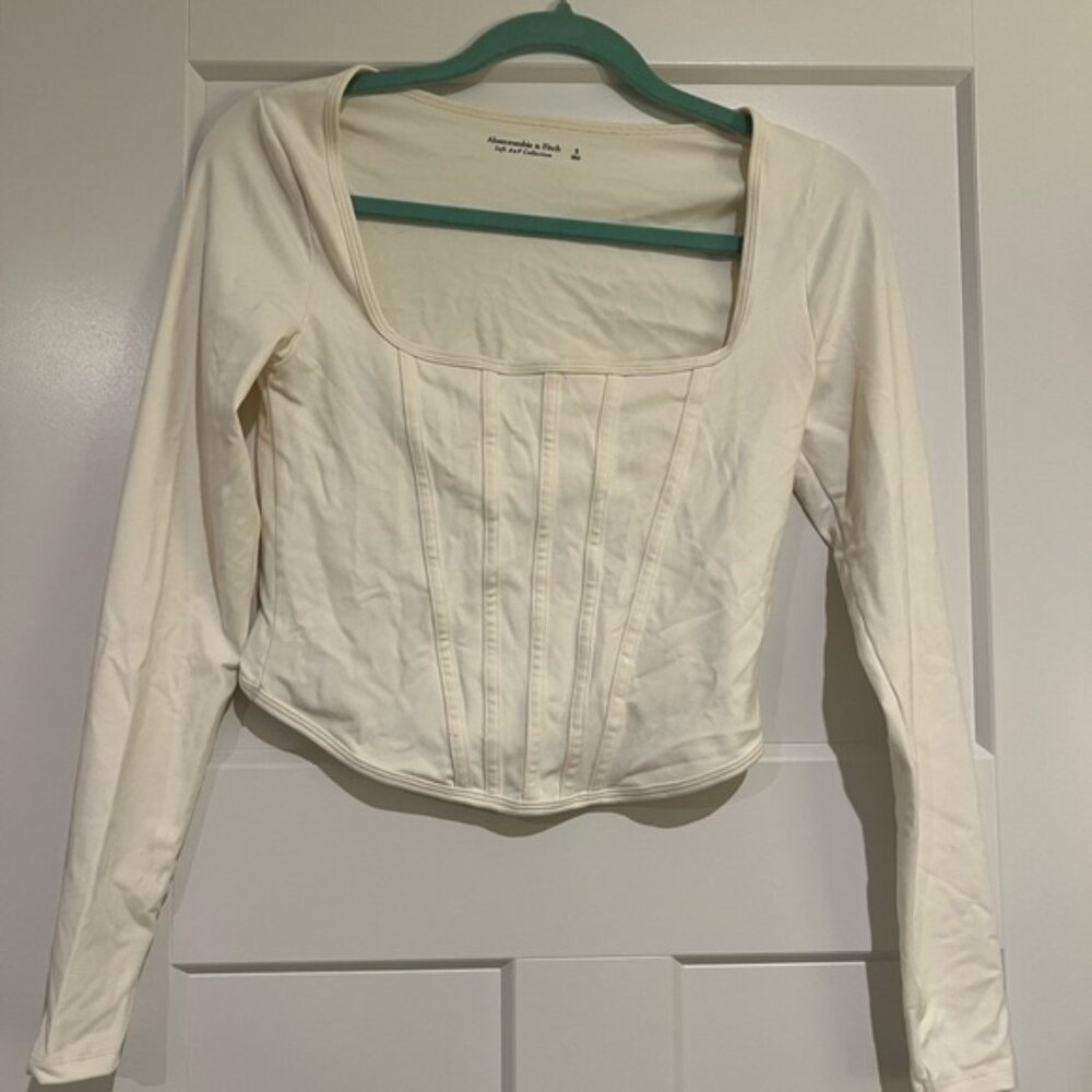 Abercrombie & Fitch Cream Long Sleeve Blouse